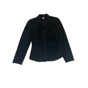 Vintage Cache Women's Black Ruched Button Front Blazer - 6